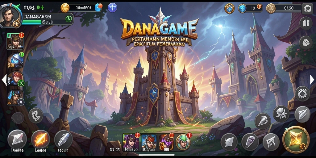 Tampilan gameplay menara pertahanan yang seru dan menantang di DANAGAME.
