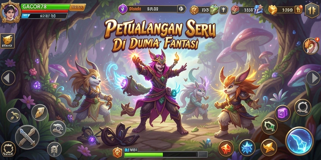 Screenshot gameplay GACOR78 dengan karakter menjelajahi dunia petualangan.
