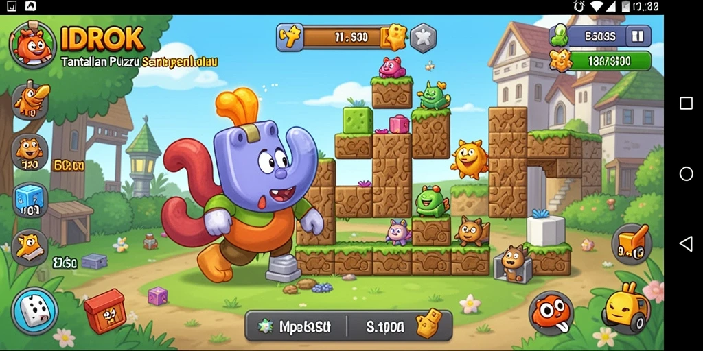 Tampilan gameplay menantang dalam IDROK dengan teka-teki yang berwarna-warni.