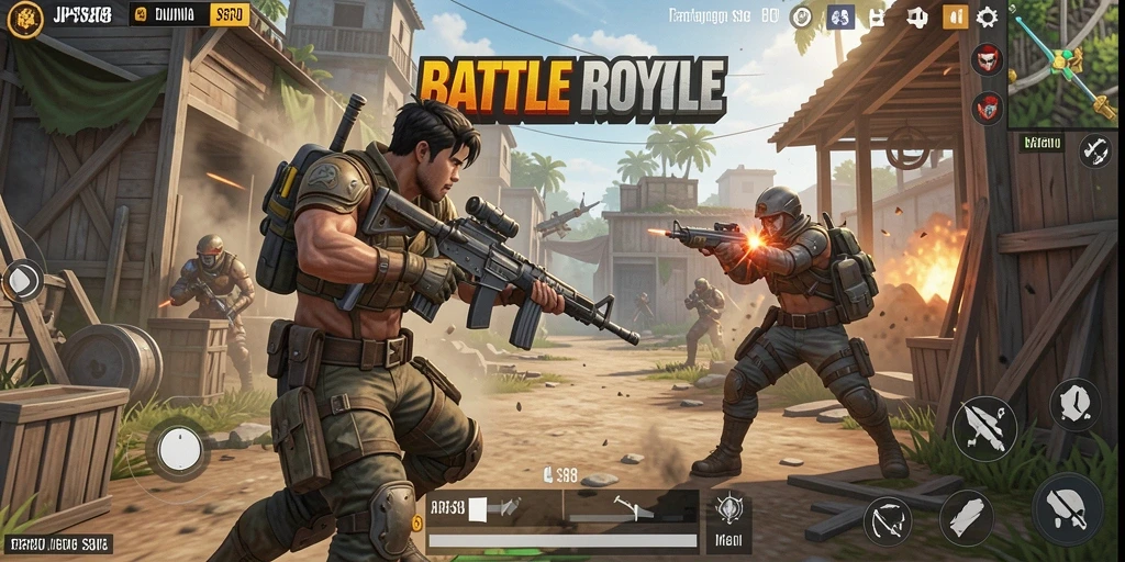 Tampilan seru dari gameplay Battle Royale di JPS88.