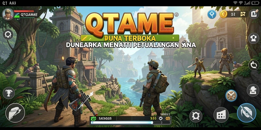 Screenshot menampilkan gameplay QTGAME yang mengesankan di dunia terbuka.