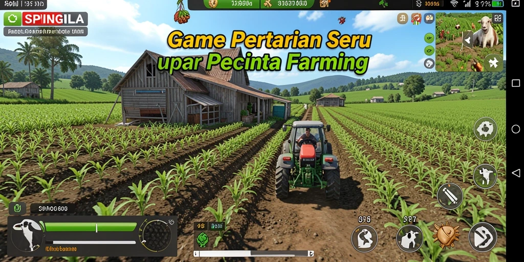 Tampilan gameplay SPINGILA dengan aktivitas pertanian yang seru.