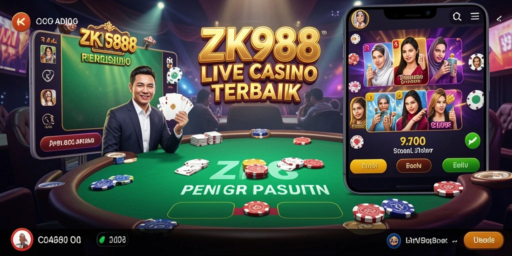 Tampilan gameplay ZK988 dengan dealer langsung dan interaksi sosial.